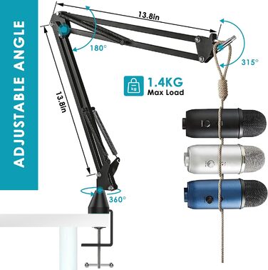 Кріплення для мікрофона Blue Yeti з поп-фільтром - Blue Yeti X, Youshares, для студії, подкастів, стрімінгу