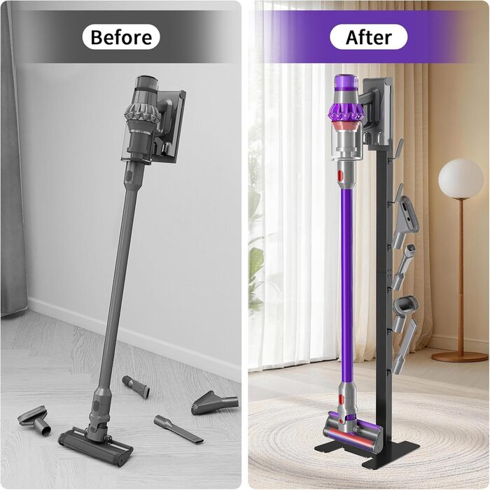 Підставка для пилососа сумісна з Dyson V15, V11, V10, V8, V7, V6: док-станція, органайзер, чорний колір