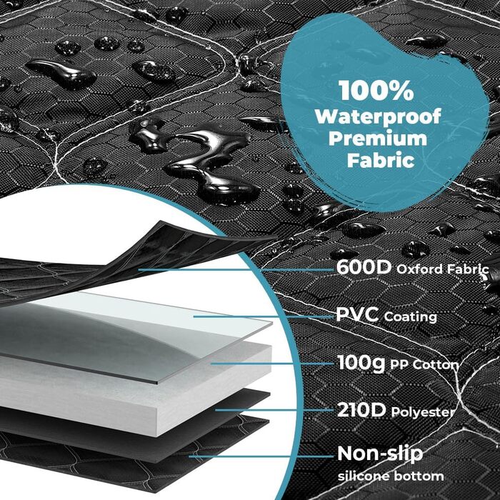 Захисна ковдра для собак у багажник авто KYG, 215x110 см, чорна, водовідштовхувальна, антиковзаюча