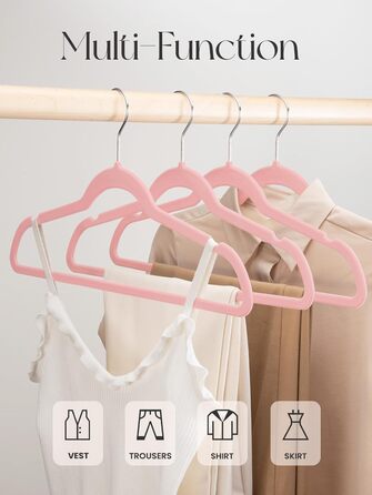Вешалки для одягу HOUSE DAY, 20 шт. - вешалки з оксамиту, для костюмів, штанів, широкі, обертаються на 360°, рожеві
