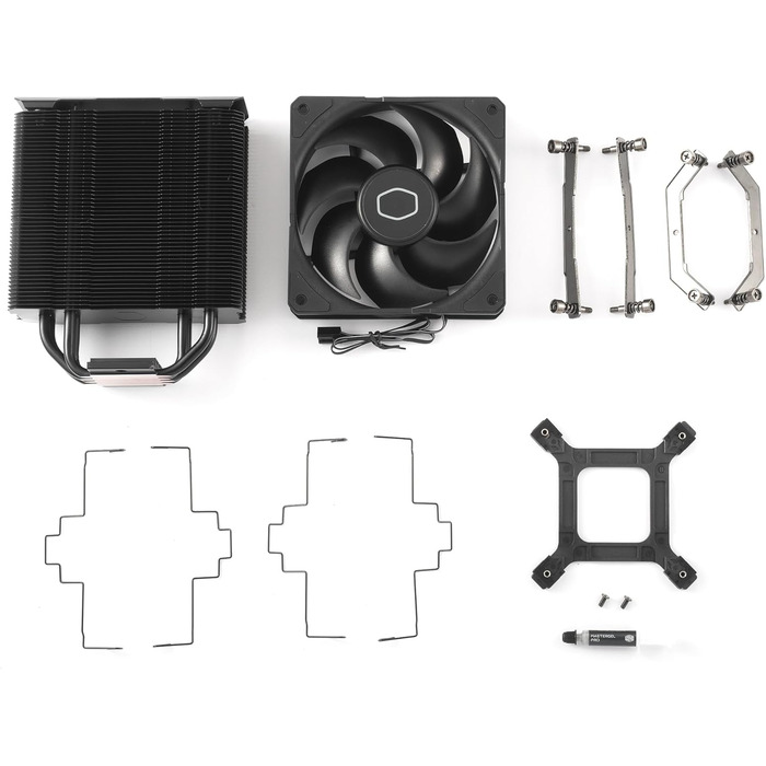 Cooler Master Hyper 212 Black - кулер для CPU з RGB підсвічуванням, LGA1700 & AM5, чорний, з 4 heatpipes