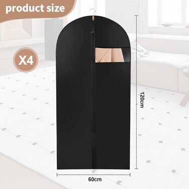 4 містка сумка для одягу, водовідштовхувальний чохол для захисту одягу, мішки для одягу на блискавці, підходить для зберігання костюмів, пальто, джинсів, пилонепроникний мішок для одягу, довгий 120 x 60 см