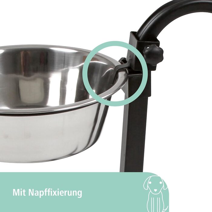 Kerbl Pet Feeder Bar with Bowls - Adjustable Height, 2 x 2800ml Capacity