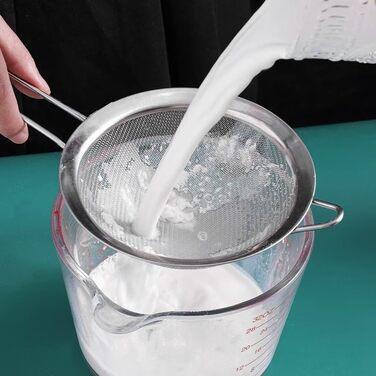 Набір сит для кухні, 3 шт. (діаметр 7/12/18 см), нержавіюча сталь, дрібний сіт, з ручкою. Ідеально для приготування та проціджування: макарони, кіноа, цукрова пудра, овочі, фрукти, чай.