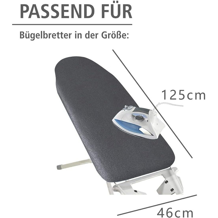 Чохол для прасувальної дошки з регулюванням, 120x40 см, сумісний з парогенераторами, розмір дошки 33–46x115–130 см, 100% бавовна