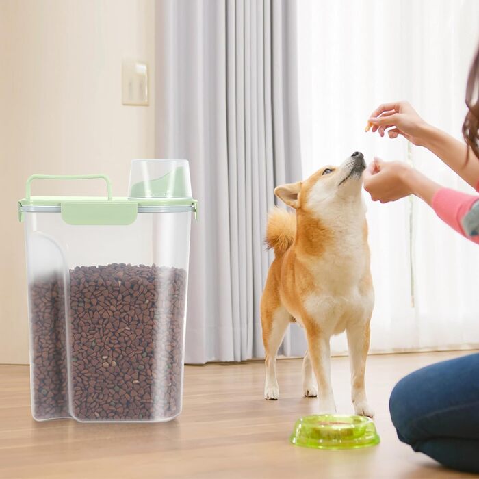 Контейнер для зберігання корму для собак та котів LEAWALK, 3.6-5.4 кг, BPA-free, зелений