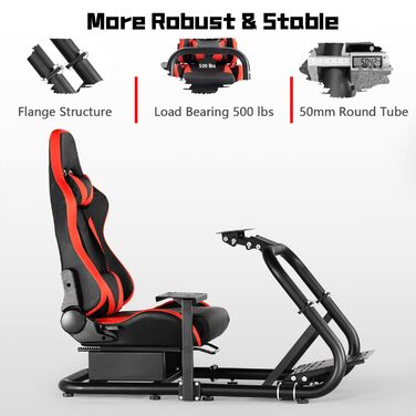 Dardoo G29 Racing Simulator Cockpit: сумісний з Logitech G920/G923, Thrustmaster T300RS, Fanatec. Міцний каркас з металу для PC, Xbox. Без керма, педалей та ручного гальма.