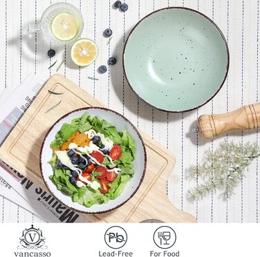 Набір тарілок Vancasso MODA 12шт: глибокі тарілки, тарілки для супу, пасти, салату, 800мл, багато кольорів