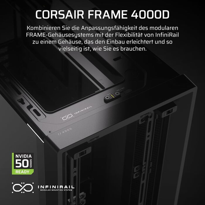 Корпус ПК CORSAIR 4000D Modulares Mid-Tower ATX – Чорний, висока циркуляція повітря, InfiniRail™