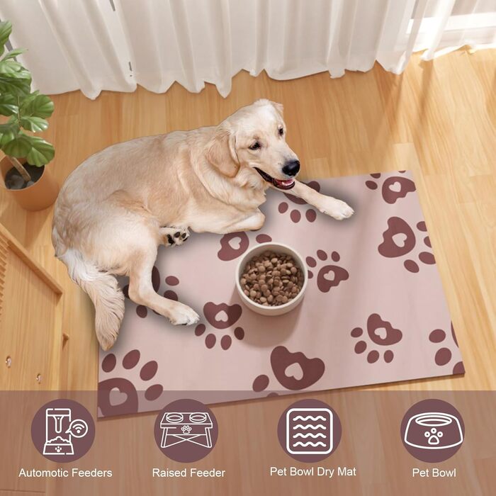 Килимок під миску для собак BLESWIN, 30 x 50 см, вбираючий, антиковзкий, для цуценят, рожевий