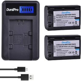 Запасний акумулятор DuraPro 1200mAh NP-FV50 + зарядний пристрій USB LCD для Sony NP-FV30/FV40/FV50 (HDR-CX150E, HDR-CX170, HDR-SR68, DCR-SR20E, HDR-CX190, HDR-CX130)