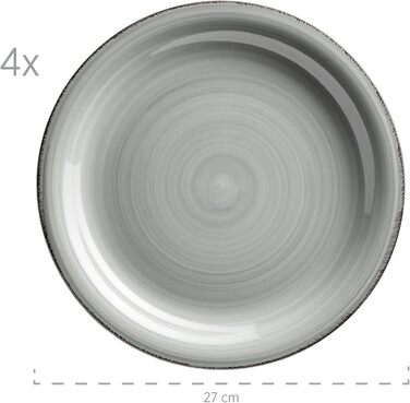 MÄSER Bel Tempo II: Набір посуду вінтажний, 16 предметів (для 4 осіб), ручне розпису, кераміка, зелено-блакитний