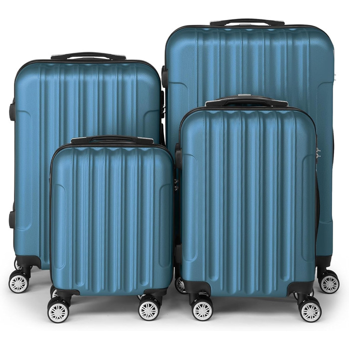 Набір валіз LEADZM 4 шт., дорожній набір, валізи з ABS-пластику з телескопічною ручкою, ручна поклажа (Морська синя)