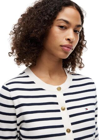 Кардиган жіночий Tommy Hilfiger Jerey Fine з ґудзиками, темно-синій/бежевий (S)