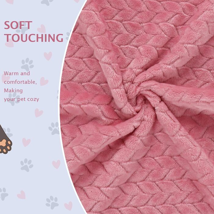 6 шт. м'які ковдри для собак та котів BVAGSS, 60x40 см, фліс, фланель, рожевий колір