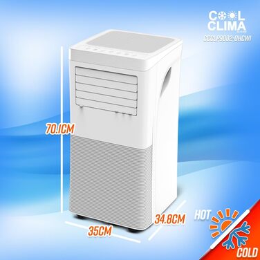 Мобільний кондиціонер, 9000 BTU, 2.9 кВт, з Wi-Fi, обігрів/охолодження, з пультом керування
