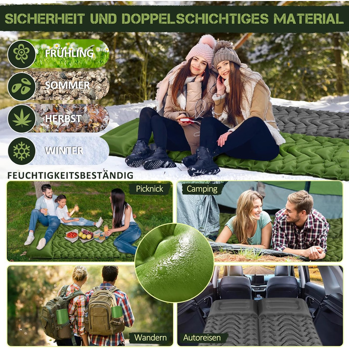 Clefivie Self-Inflating Camping Pad - Portable & Durable Air Mattress for Camping, Hiking, Indoor & Outdoor Use (196x65x9cm)