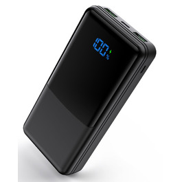 Повербанк 27000mAh з швидкою зарядкою USB-C PD 20W, зовнішній акумулятор для iPhone та Samsung з LED-дисплеєм, 2 входи та 3 виходи, чорний