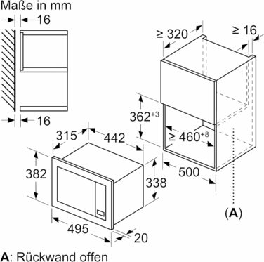 Вбудована мікрохвильова піч Bosch BFL523MW3 Serie 2, 38x50 см, 800 Вт, поворотний стіл 27 см, дверцята відкриваються зліва, AutoPilot, 7 автоматичних програм, LED-Touchdisplay, підтримка очищення