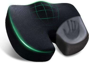Подушка для сидіння EGO Home Charcoal з піною пам'яті для підтримки спини (70-90 кг) - ортопедична подушка на стілець, дихаюча, знімний чохол