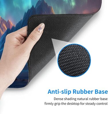 Японський килимок для миші для геймінгу, чорний, 80 x 30 см, з неслизькою основою, водонепроникний, з прошитими краями, для геймінгу, офісу, дому (Чорна хвиля) (Aurora)