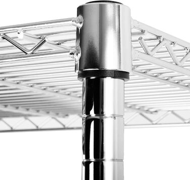 Floordirekt Kitchen Shelf, Grid Shelf, Metal Shelf | Load capacity approx. 70kg per shelf Multifunctional storage shelf, bathroom shelf, storage shelf, cellar shelf Chrome (60x35x90cm | 3 shelves) Everest