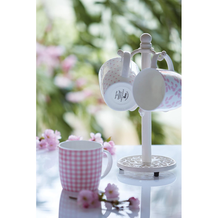 KitchenCraft Traditional Teacup Tree, Cast Iron, White, Holds 6 Cups, 30 cm x 13 cm x 13 cm