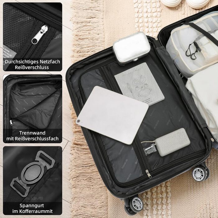 Набір валіз Beibye Hartschalen з твін-колесами (кофе, набір)