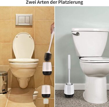 Силіконова щітка для унітазу BOENFU з швидким висиханням, без свердління, настінний кріплення та підставка для ванної кімнати, біла