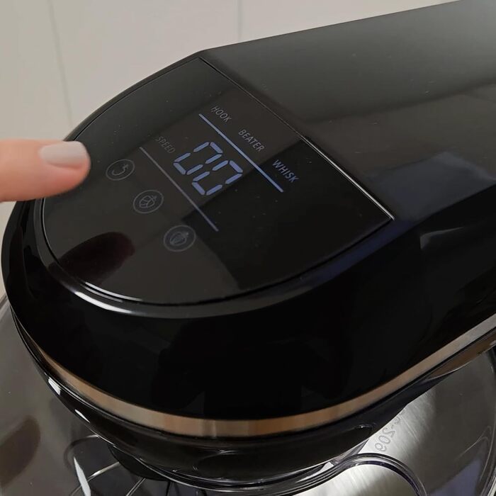 Професійна кухонна машина для тіста та приготування їжі 1800W MAX з орбітальним рухом, міткою, гаками та лопатками, 5-літрова чаша, 6 швидкостей + імпульсний режим, LED-сенсорний дисплей, KM1164