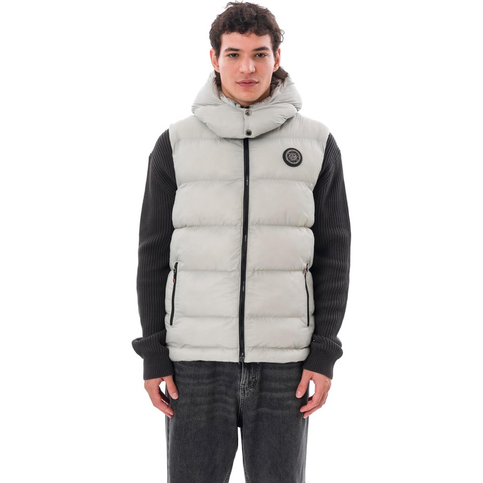 Чоловіча жилетка з пуховиком Premium – м'який матеріал, знімна капюшон (S, Сірий)