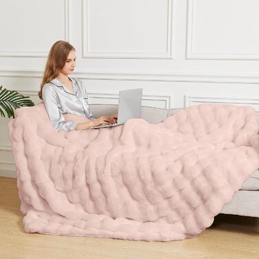 М'яка ковдра з штучного хутра, 130x150 см, рожева. Ковдра з плюшу, тепла, для дому, на диван, ліжко.