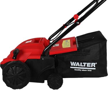 Електричний вертикутер і аератор для газону WALTER 2-в-1, 1500 Вт, ширина 32 см, 4 рівні висоти, великий травозбірник, для газонів до 400 м², з монтажним комплектом