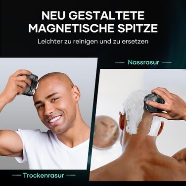 Машинка для гоління голови Kensen Glatzen Herren: Водонепроникний акумуляторний тример для голови з Type-C, чорний