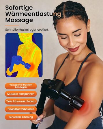 Масажер для м'язів Napre Massagepistole: 32 швидкості, кут налаштування, металевий подовжувач, чорний (нагрів/охолодження)
