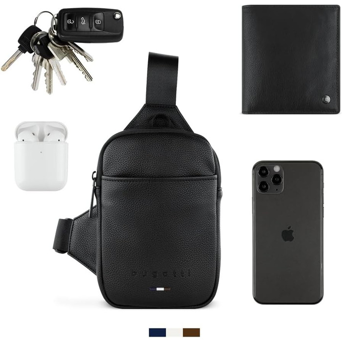 Bugatti Rico Mini Crossbody: Сумка на плечі з екошкіри, чорна