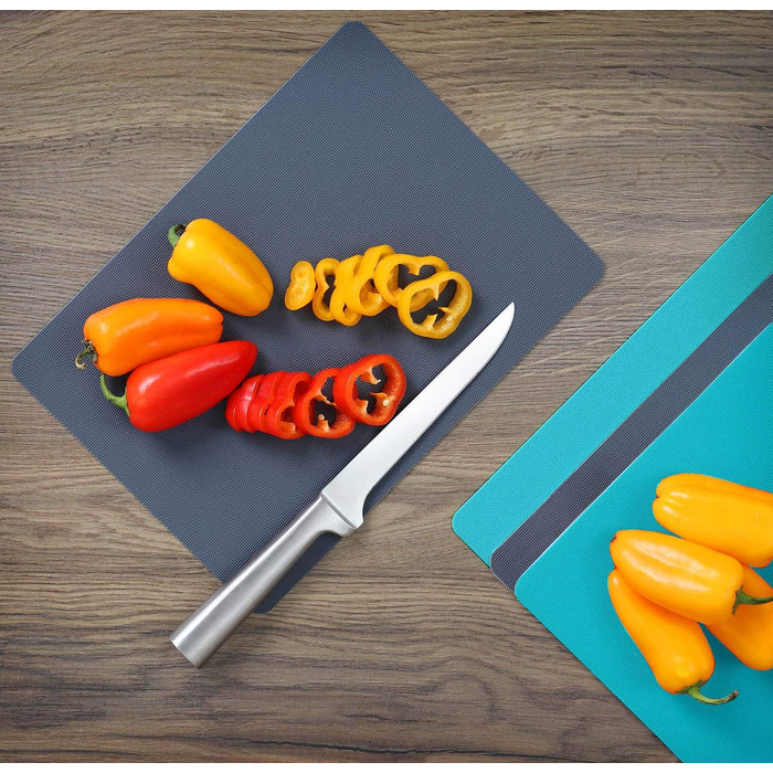 Набір килимків для обрізки Dexas, 4 шт., 14x20 см, антиковзкі, для кухні (сірий, червоний, білий, зелений)