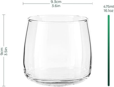 TREND FOR HOME Dessert Glasses Emma Large 475 ml, Round Glasses Set of 6, Gin Tumbler Dessert Bowls Glass, Restaurants and Parties, Dishwasher and Microwave Safe