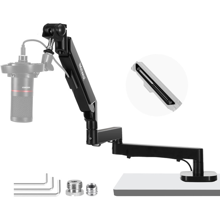 NEEWER Тримач для мікрофона MS002 - настільний, з демпфером, поворотний, з кабелеуправлінням, для подкастів, ігор, стрімінгу
