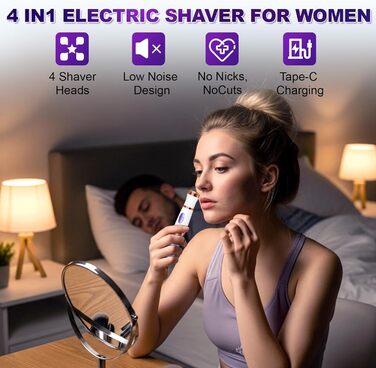 Електричний жіночий триммер 4-в-1: для тіла, обличчя, носа та бікіні. USB