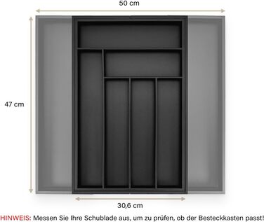 Органайзер для кухонних ящиків з бамбука, 47 см - Чорний - Система зберігання для кухні