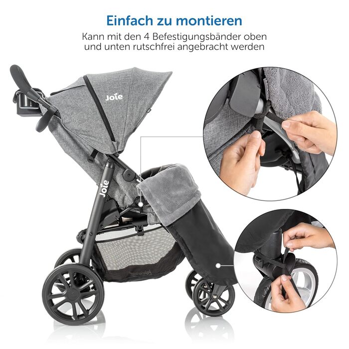 Zamboo Universal Car Seat Cover for Strollers and Buggies - Waterproof Outdoor Footmuff for Sport Carts & Joggers - Black Gray