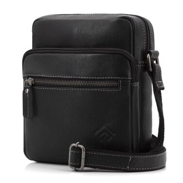 Чоловіча сумка через плече JOREY з натуральної шкіри, чорна. Ідеальна для бізнесу, роботи та подорожей. Чоловіча шкіряна сумка-мішок.