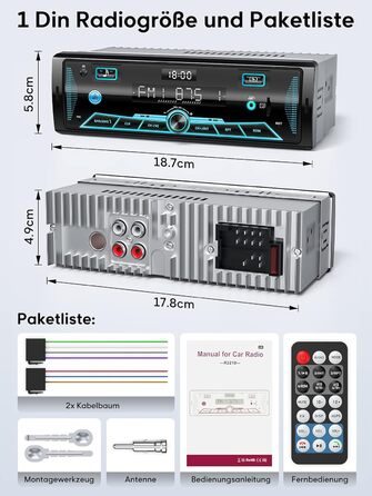 Автомобільна магнітола RDS Bluetooth 9-24В, FM/AM, MP3, USB, SD, AUX, з пультом, 7 кольорів підсвічування, гучний зв'язок