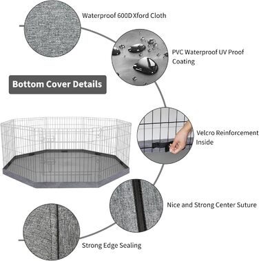 Килимок-підстилка для вольєру для собак PETIME, водовідштовхувальний, захист підлоги для дому та вулиці, сумісний з вольєрами шириною 61 см з 8 панелей