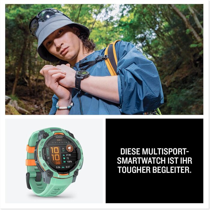 Розумний годинник Garmin Instinct 3 45mm AMOLED з GPS, 1.2' дисплеєм, до 18 днів роботи, 80+ спортивних функцій, Health Coach, LED-ліхтарик