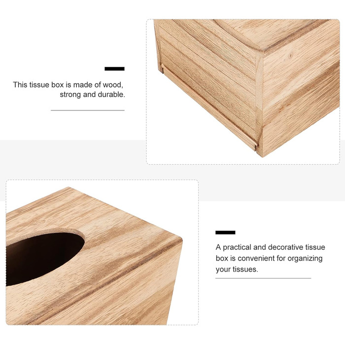 Cabilock 1 Piece Tissue Box Facial Tissue Box Wooden Cosmetic Tissue Box Paper Towel Box Tissue Box Dispenser for Office Kitchen Living Room Bedroom Desk