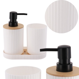 Елегантний набір для ванної кімнати (3 предмети), білий стильний комплект з мильницею