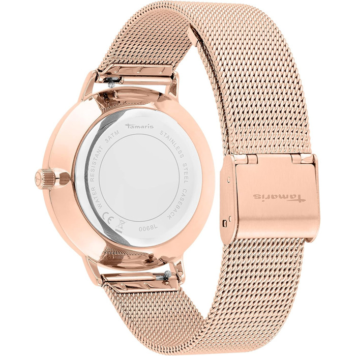 Годинник Tamaris для жінок – елегантний рожево-золотий сітчастий ремінець / сірий циферблат