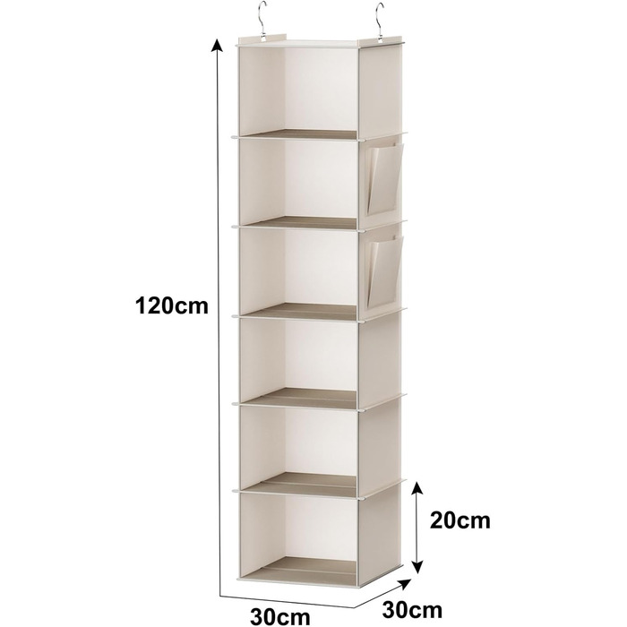 Органайзер для шафи Youdenova з 6 відділеннями: міцна підвісна система зберігання з MDF та бамбуковими опорами, бежевий